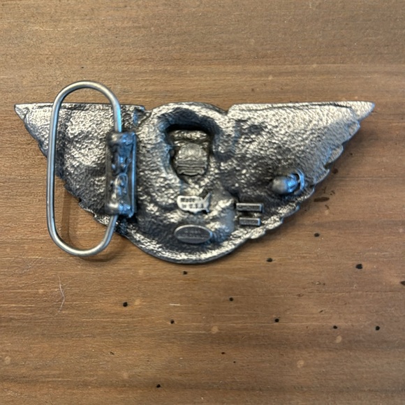 Vintage BERGAMOT Thumbs Up MC Skeleton Belt Buckle 1994 M-249 - Picture 2 of 4